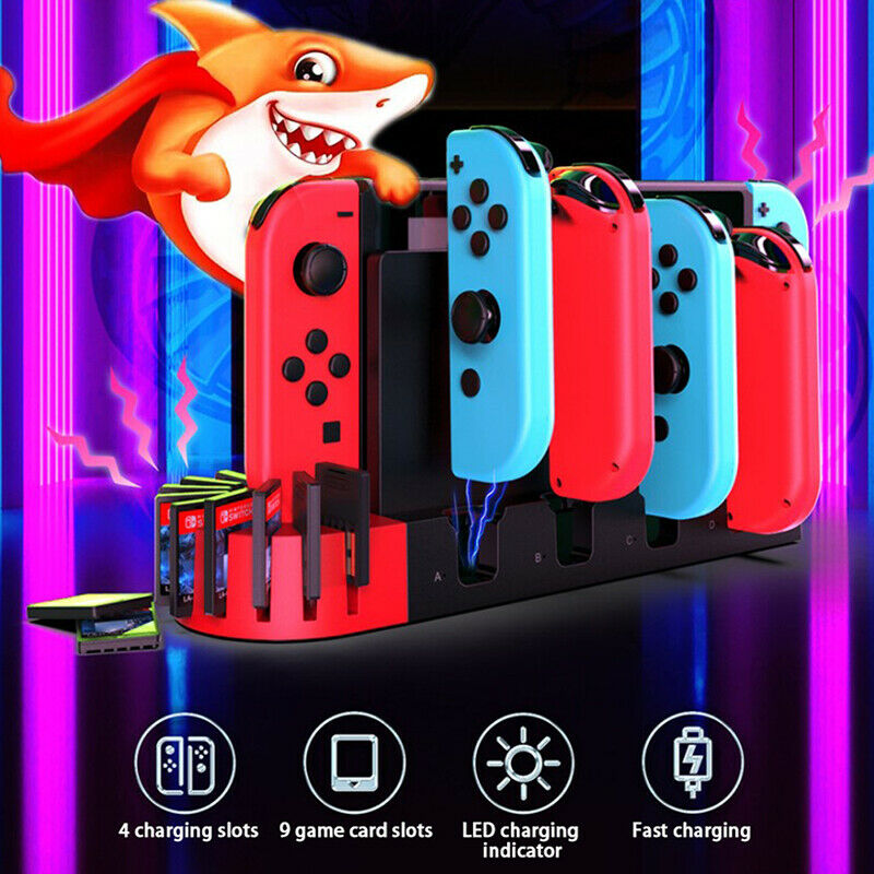 Switch Charger 4 Port For NS Joycons Controller Gamepad Charging Dock Stat JYDF