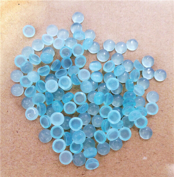 100Pcs 4x2mm Natural Sea Blue Brazilian Aquamarine Round Cab Cabochon DIY HH8447