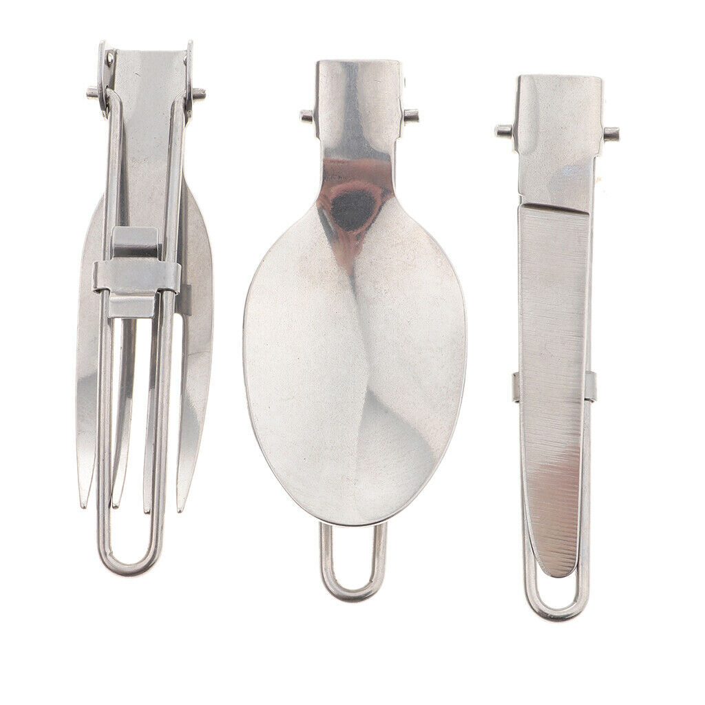 Prettyia   Folding   Cutlery   Set   Spoon   Fork   for   Camping   Picnic   BBQ