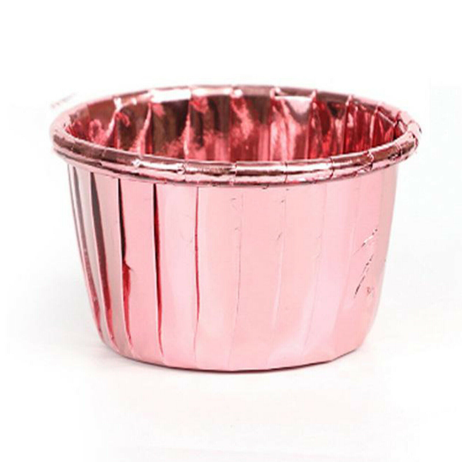 50x Foil Cup Cake Cases Cupcake Muffin Paper Baking Cups Wrappers Rose Pink