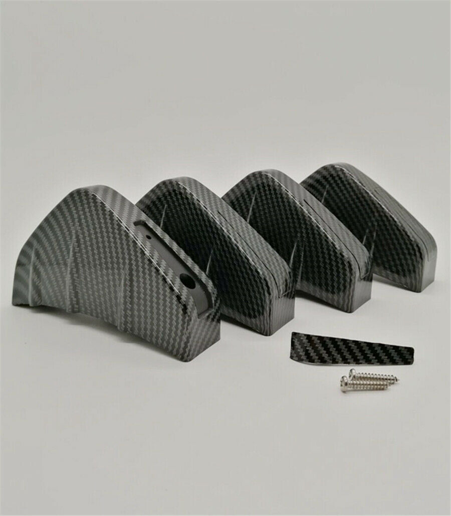 4 Pcs Carbon Fiber Style PVC Rear Bumper Diffuser Molding Point Garnish Black