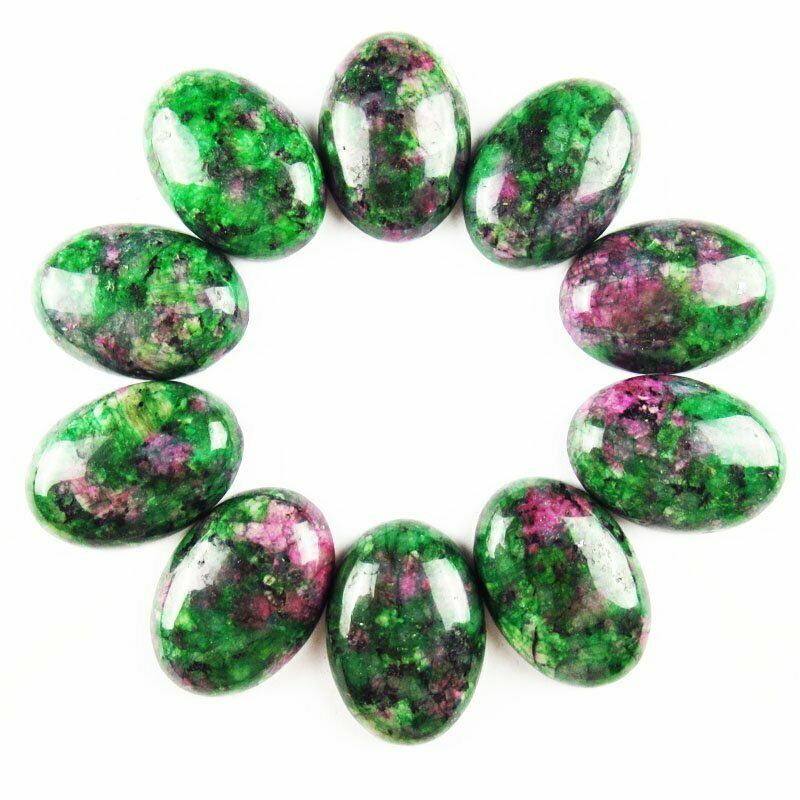 8pcs 25x18x6mm Natural Ruby in Fuchsite Oval Cab Cabochon 35g A-256JM