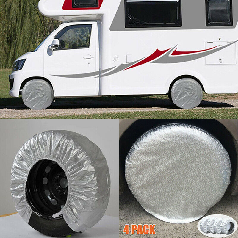 Waterproof Tire Covers Set Of 4 Wheel & Tyre RV Trailer Camper Sun Protector 27"