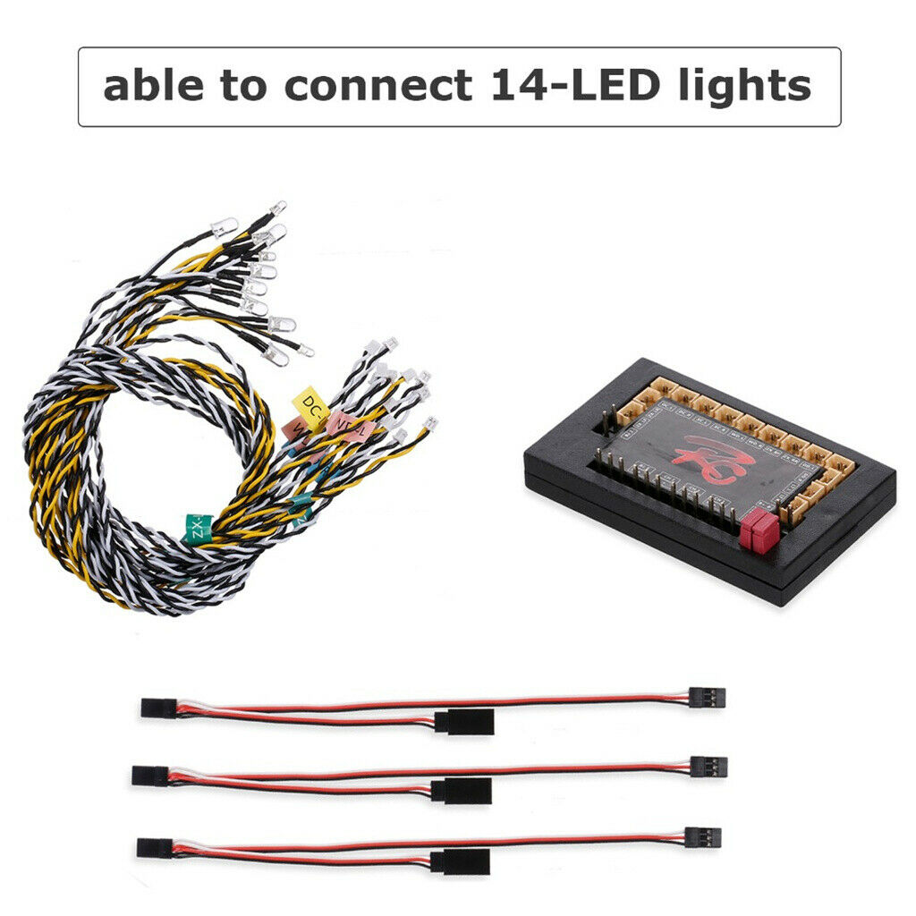 Light Kit 14-LED Flashing Light System 1/10 1/8 Lamp Kit Set Set Hobby Parts