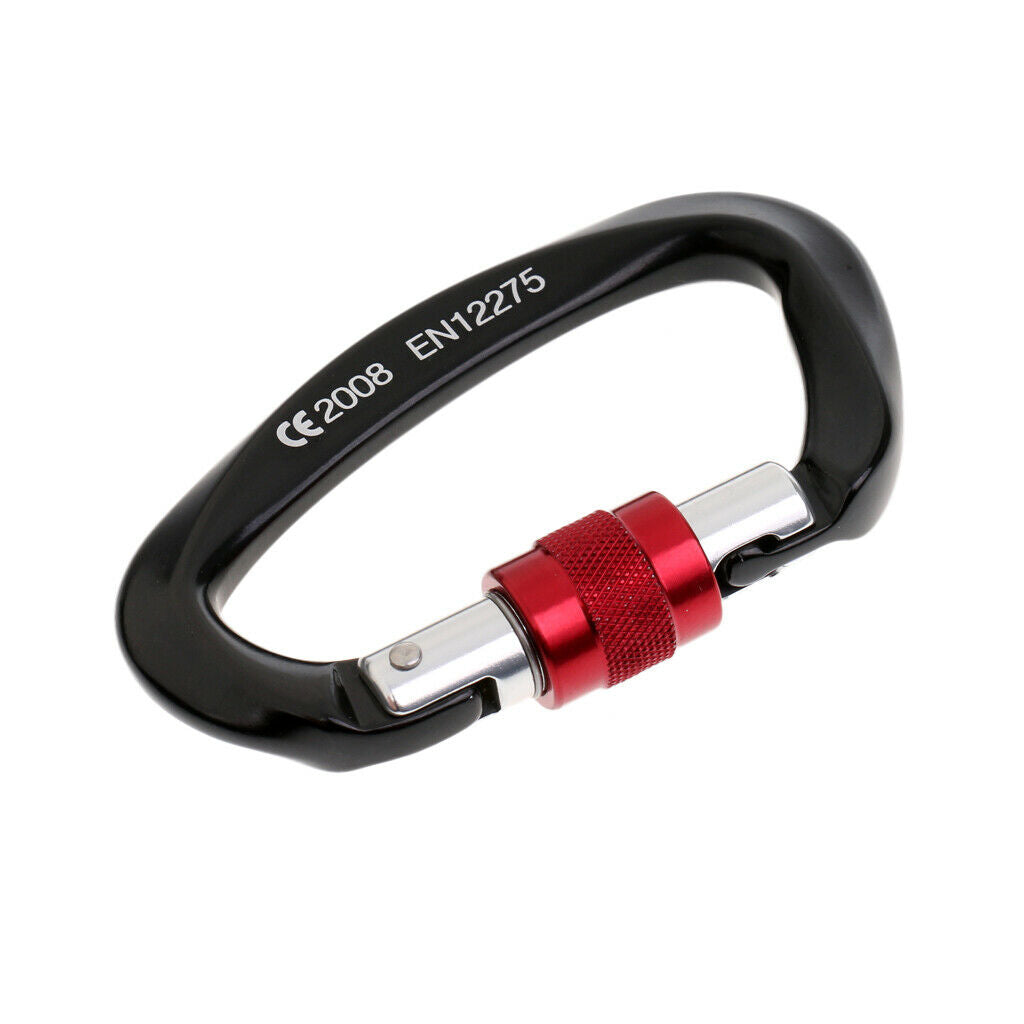 Carabiner Screw Lock Spring Link Buckle Keychain for Hiking Dog Leash Black