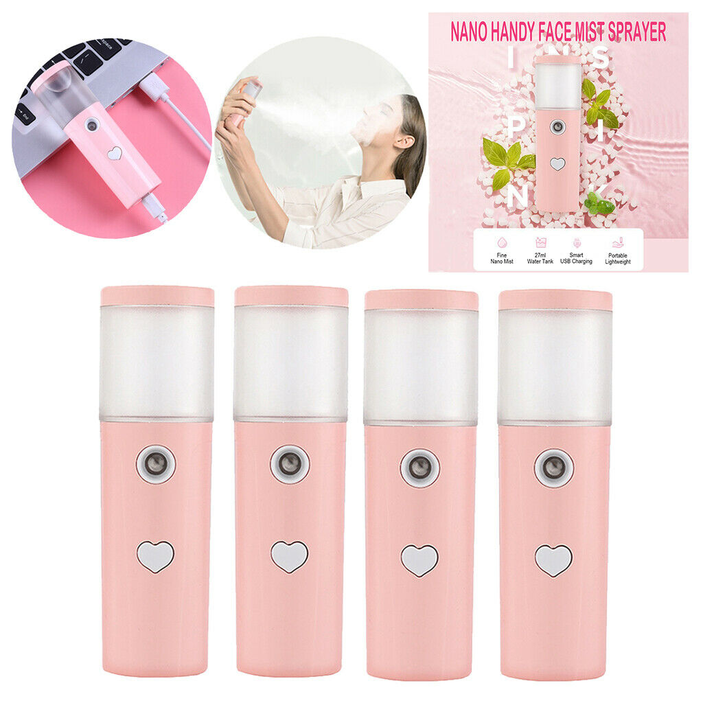 4x Portable Mini Cool Mist Sprayer 30ml Nano Face Hydration Moisturizer Pink