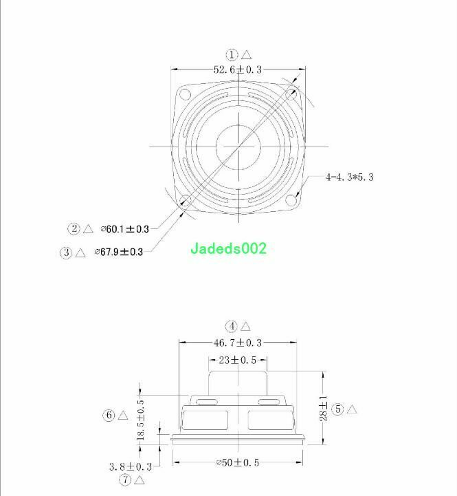 2pcs 52mm 4Ω 3W Full-range speaker Loudspeaker 4ohm Rubber edge HiFi Audio Part