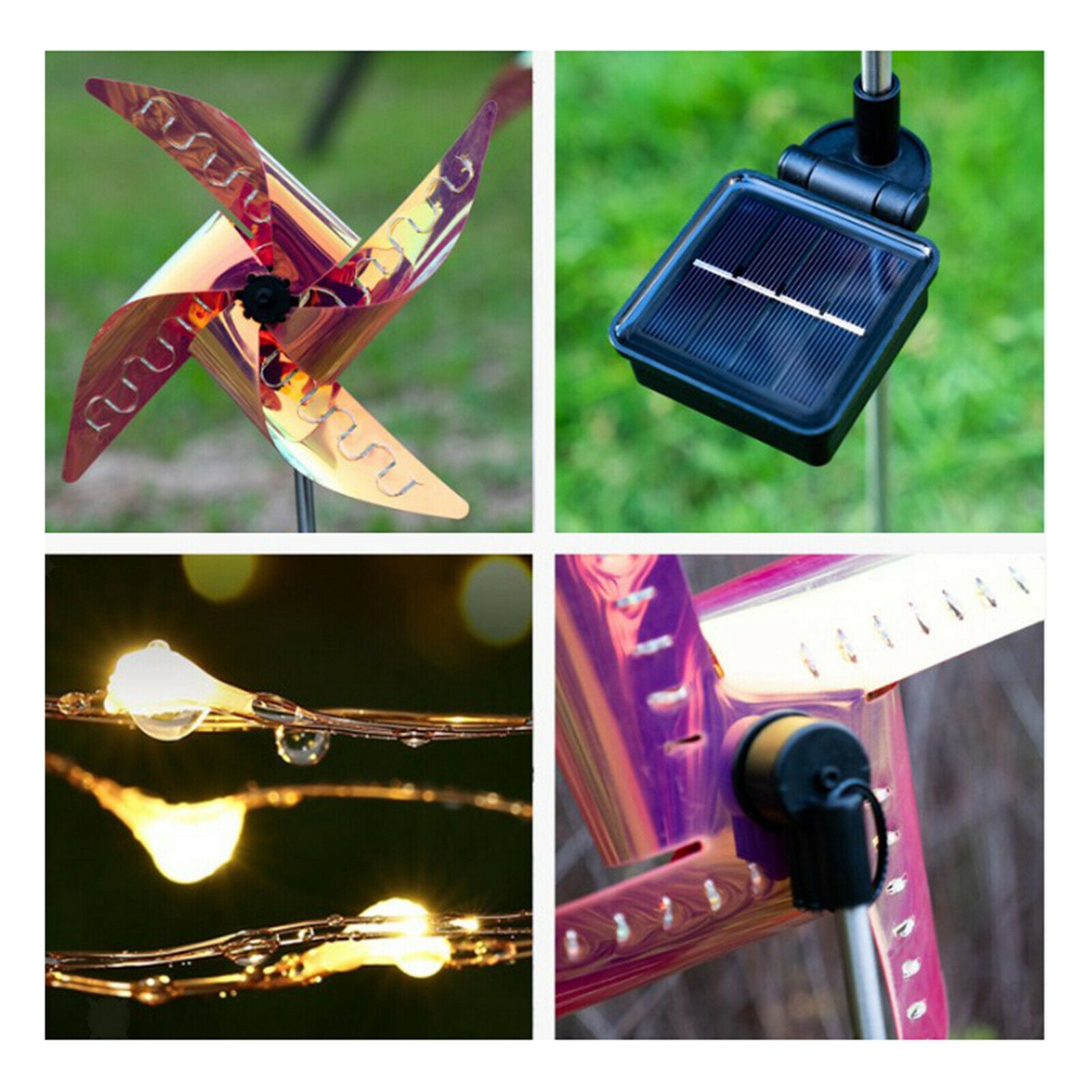 Solar Wind Spinner Light Garden Path Outdoor Yard Pinwheels Windmill Decor