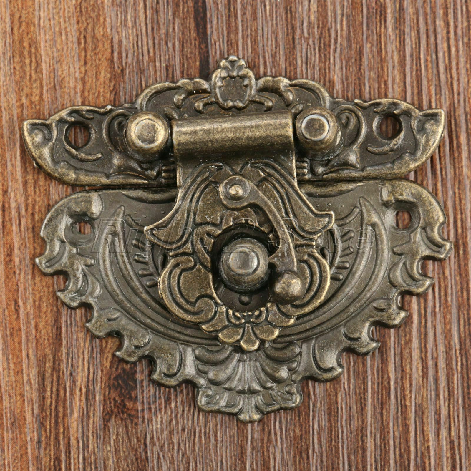 European Carved Decor Jewelry Box Latch Catch Hasps Retro Cabinet Clasp Buckle