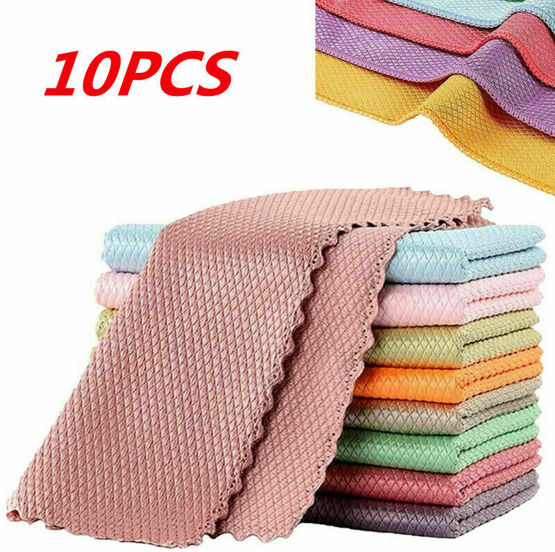 10X Easy Clean Fish Scale Microfiber Polishing Cleaning Cloth Household Cleaner