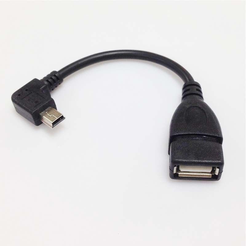 90degree A Female to 5-pin B Male Mini USB OTG Host Extension USB2.0 cable