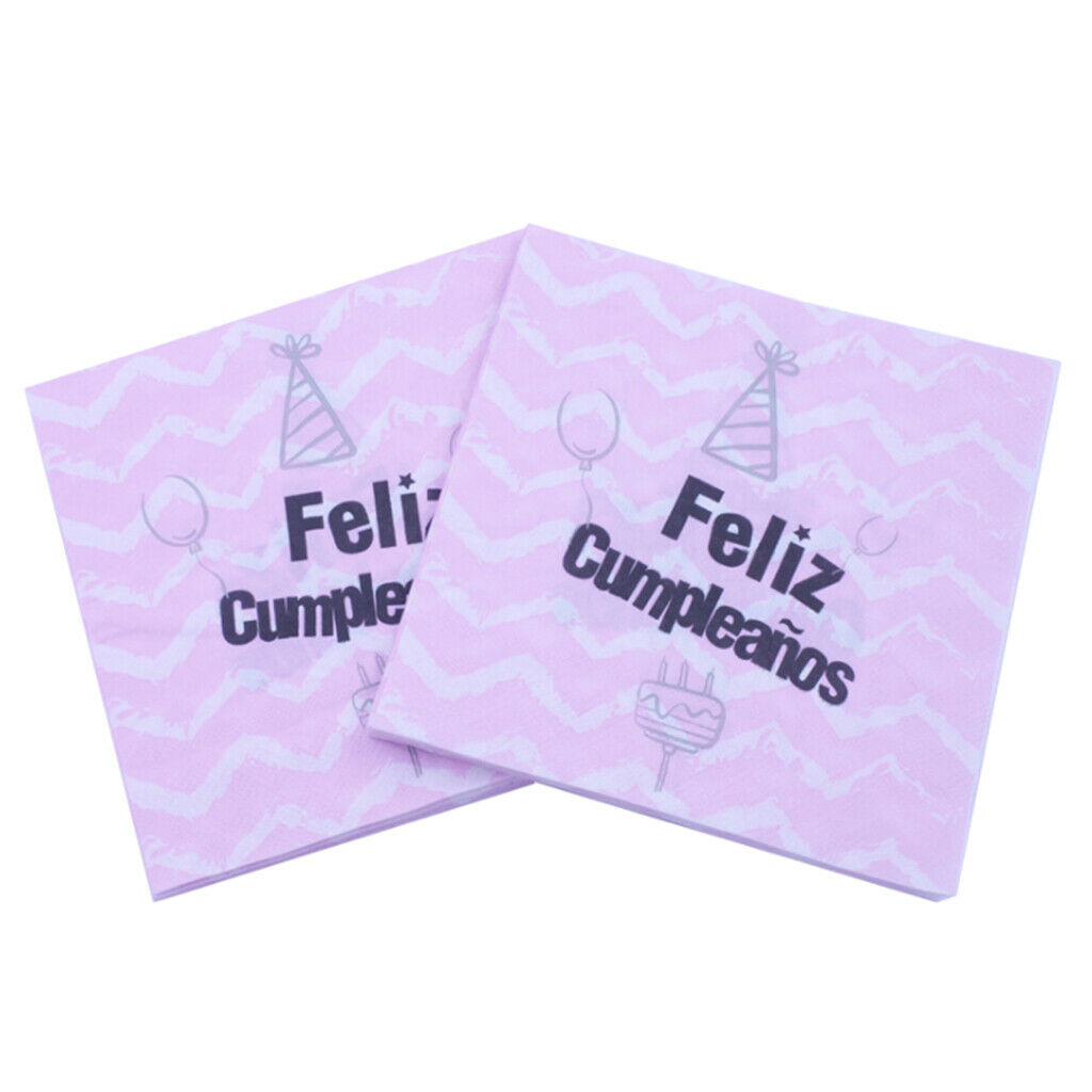 20 Pieces Tissue Paper Feliz Cumpleanos Pink Napkin Baby Shower Party Supply