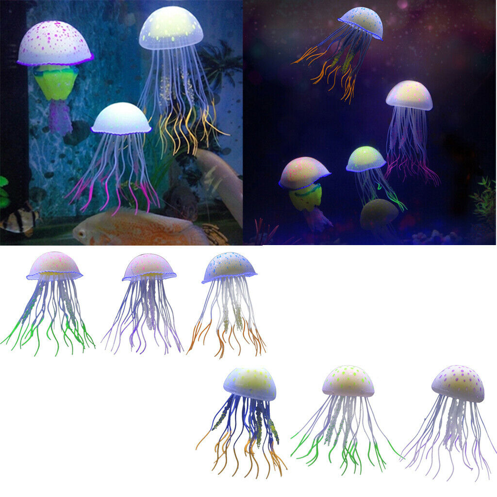 2 Artificial Jellyfish For Aquarium Decoration Underwater Ornament