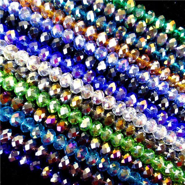 14Strands Multicolor Crystal Glass Faceted Spacer Beads 8x6mm/16.9inch HH4377