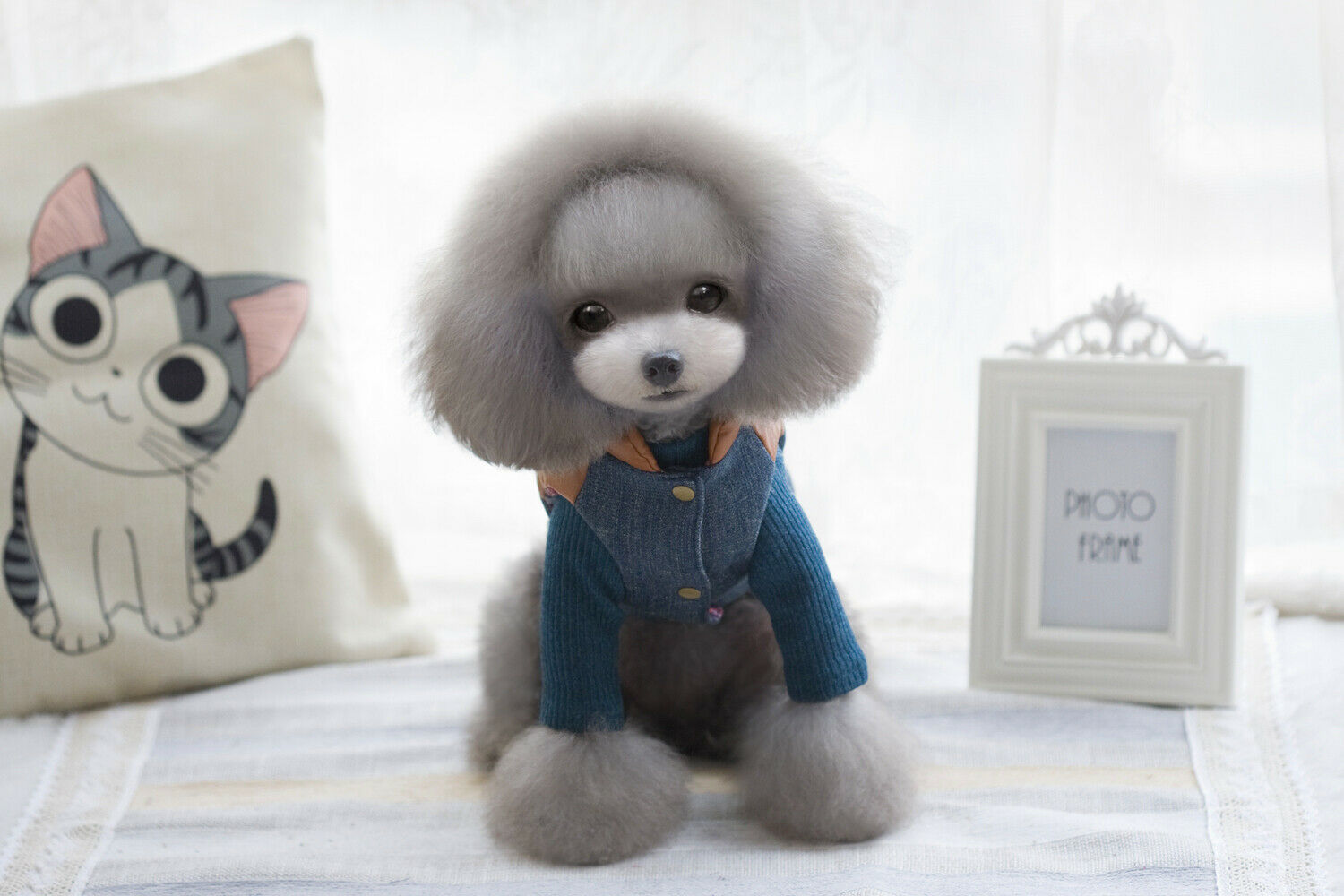 Pet Dog Jeans Vest Puppy Cat Clothes Both Sides Wear Warm Apparel Brown M