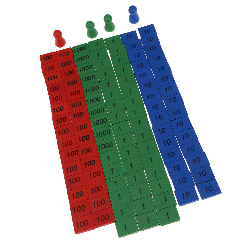 Colorful Wood Pieces Counting Number Math Kids Early Educational Toys