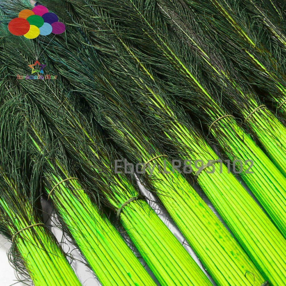 100 Pcs/Lot Fluorescence Real Peacock Feathers for Crafts 70-80cm  Dress DIY