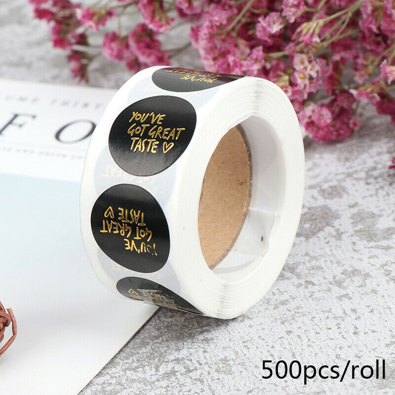 500pcs/roll bronzing "You have great taste" stickers for seal labels Pack.l8