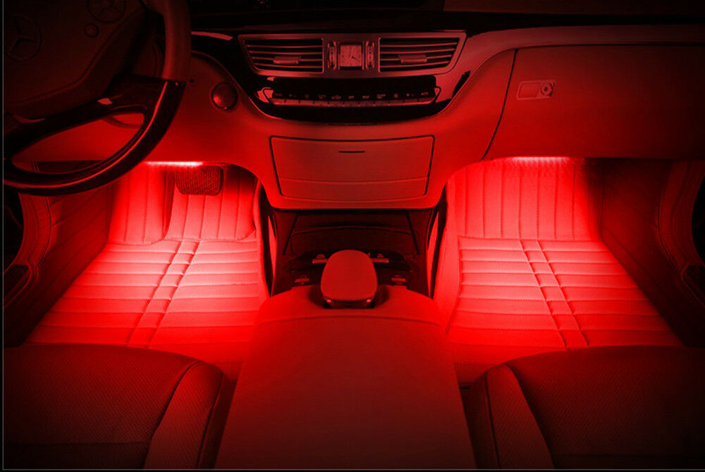 4x12LED Car Interior Footwell Decor Atmosphere Neon Light RGB W/ Remote Control