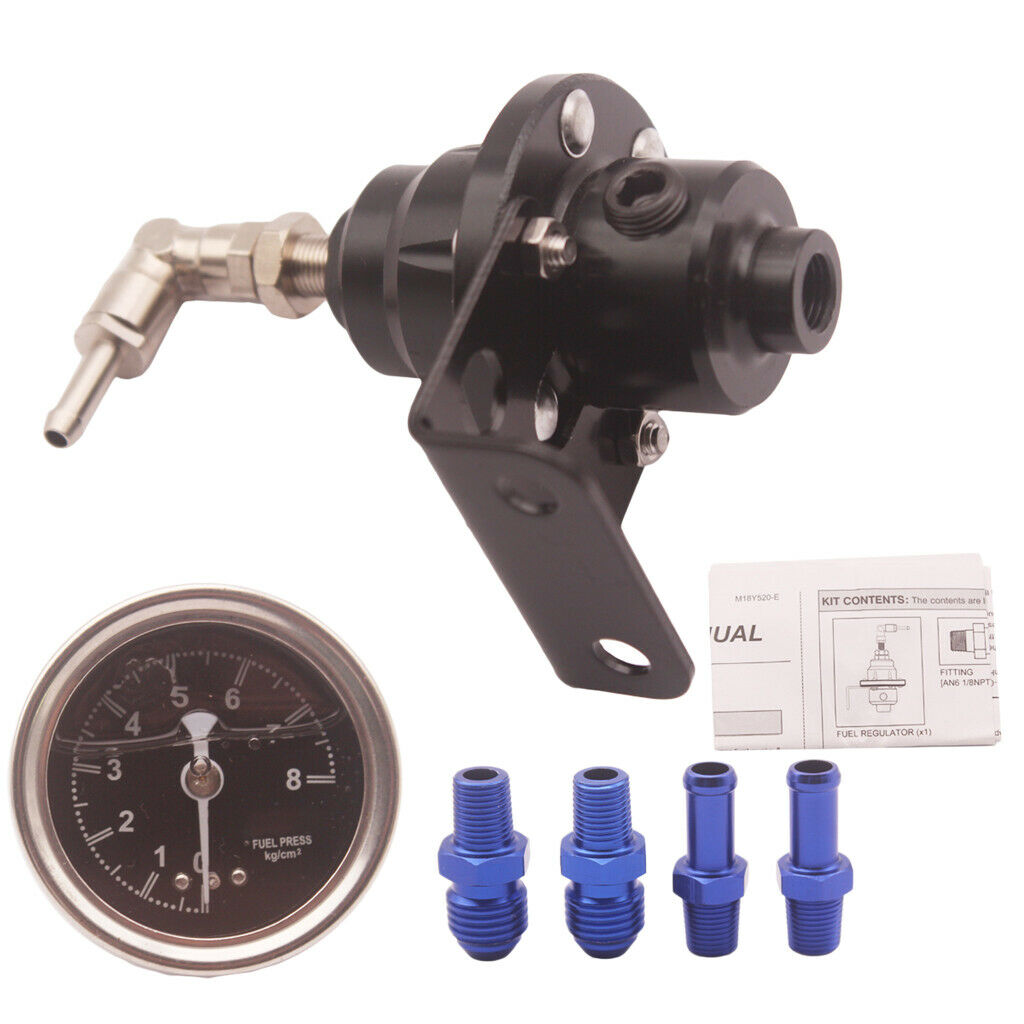 Universal Adjustable Aluminum Fuel Pressure Regulator Kit with 1-160 Psi Gauge