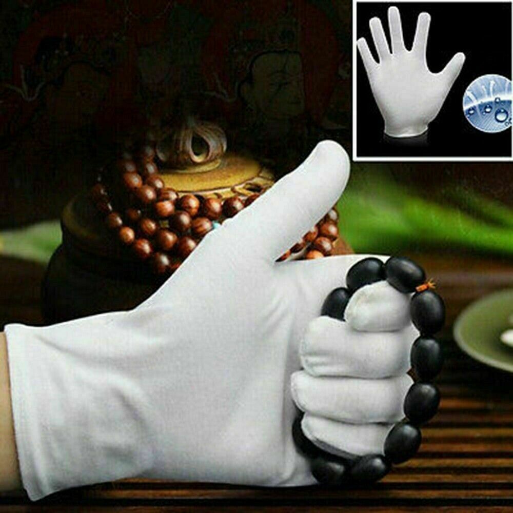12 Pairs Cotton White Gloves for Inspection Work High Stretch Unisex NR9