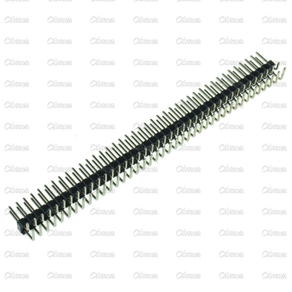5PCS 2.54mm 2 x 40 Pin Male Double Row Right Angle Pin Header Strip