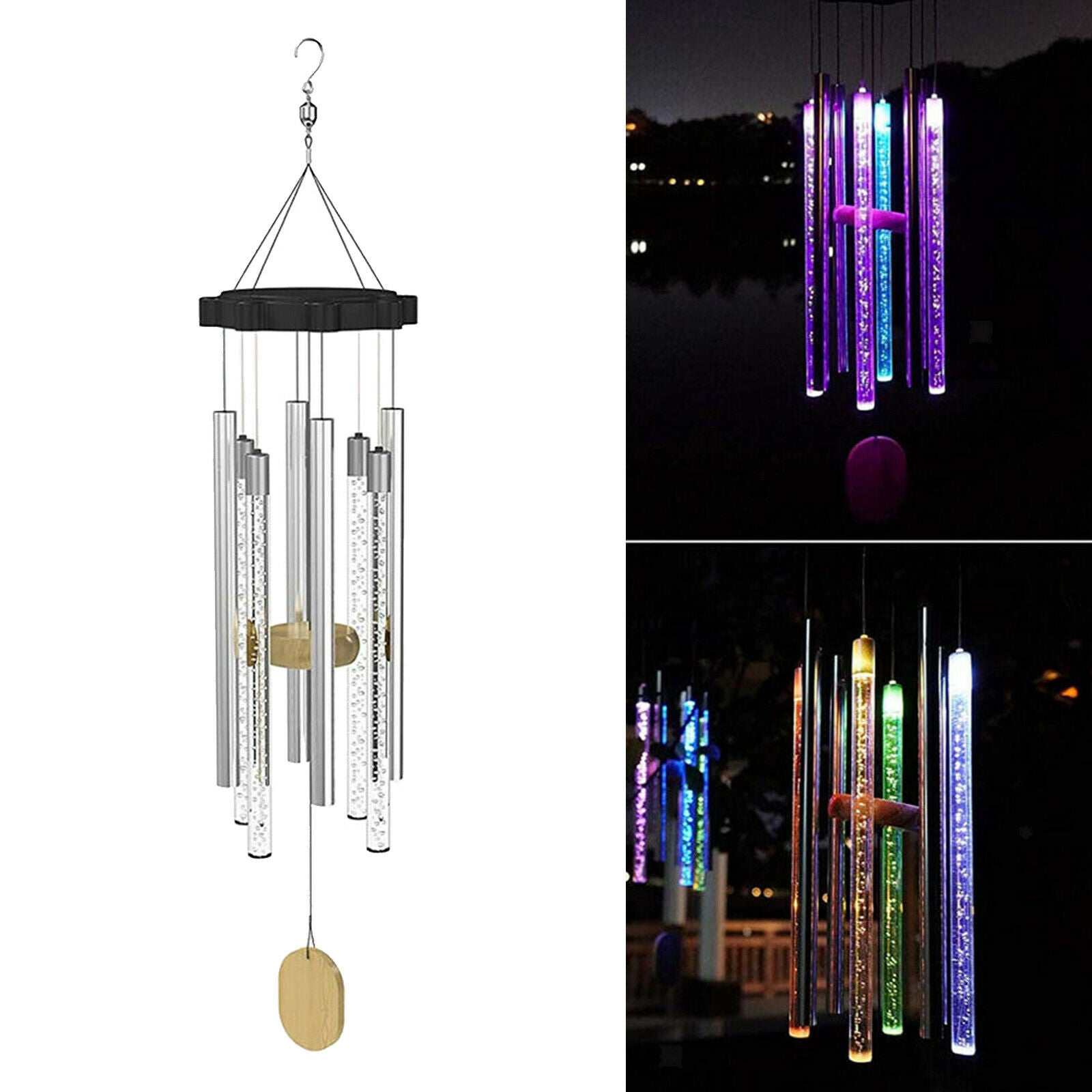 Solar Power Wind Chimes Decoration Hanging Light Ornament Garden Patio