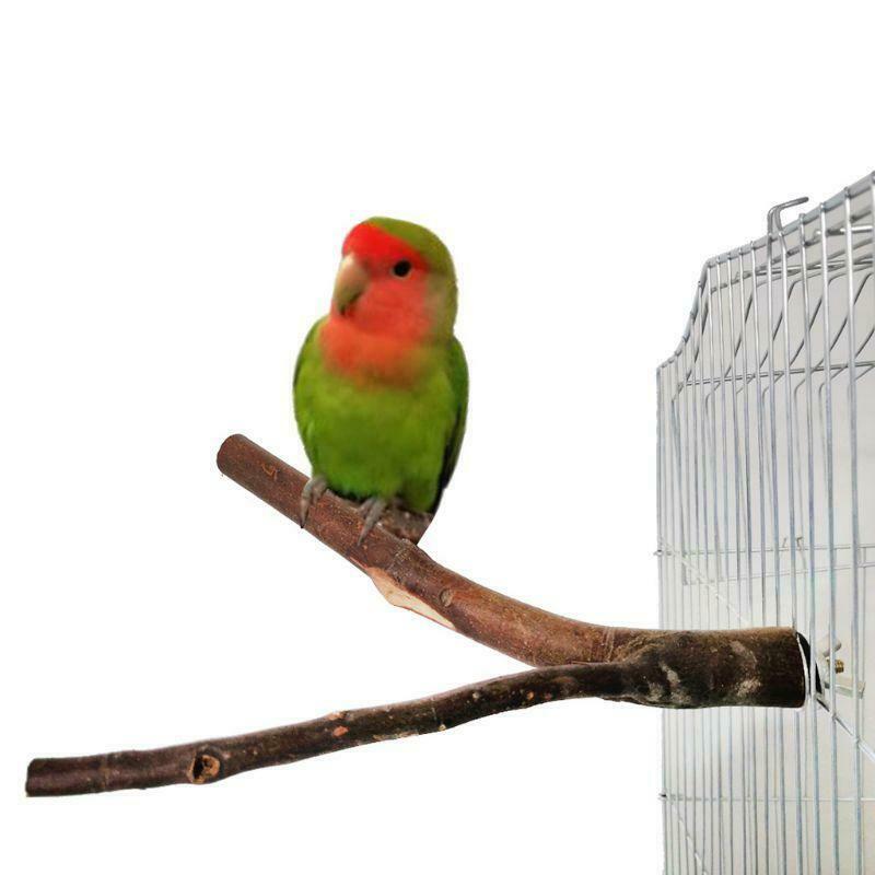 2Pcs Natutal Wooden Bird Parrot Toys Rough Bird Perch Cage Play Stand Platform