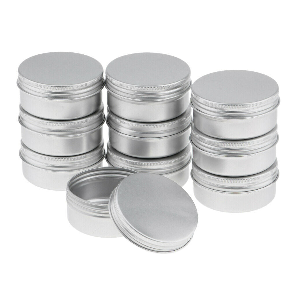 10pcs 50ml Empty Cosmetic Pots Lip Balm Container Jars Aluminum Balm Tins
