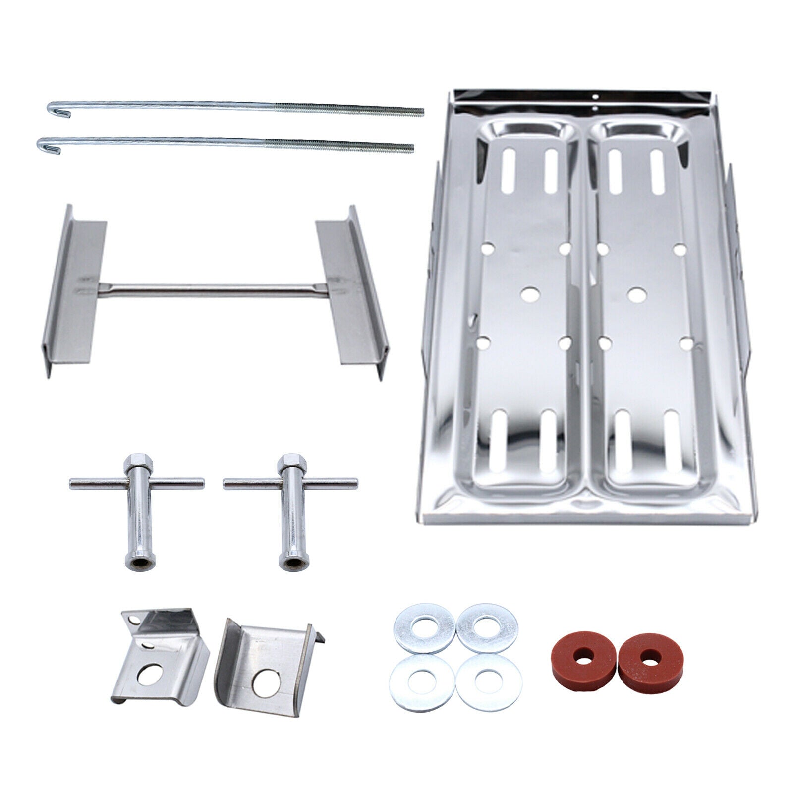 Battery Tray Kit Adjustable Polished Hold Down Clamp Bracket Car Accessories