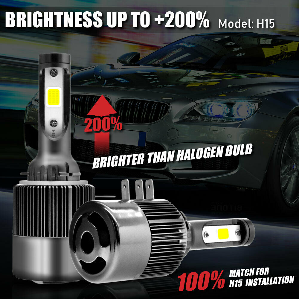 LED H15 6000K White 55W 5500LM Car LED Bulbs Headlights Set Kit