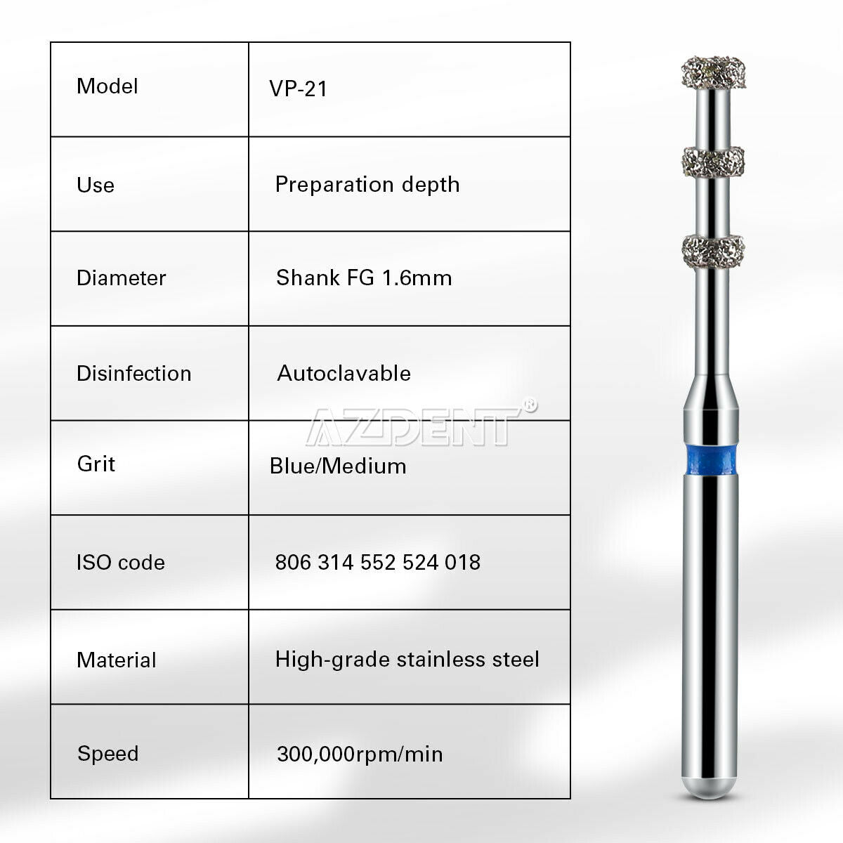 20XDental FG Diamond Burs VP-21 FG 1.6mm 834 Medium Depth Marking Cutter