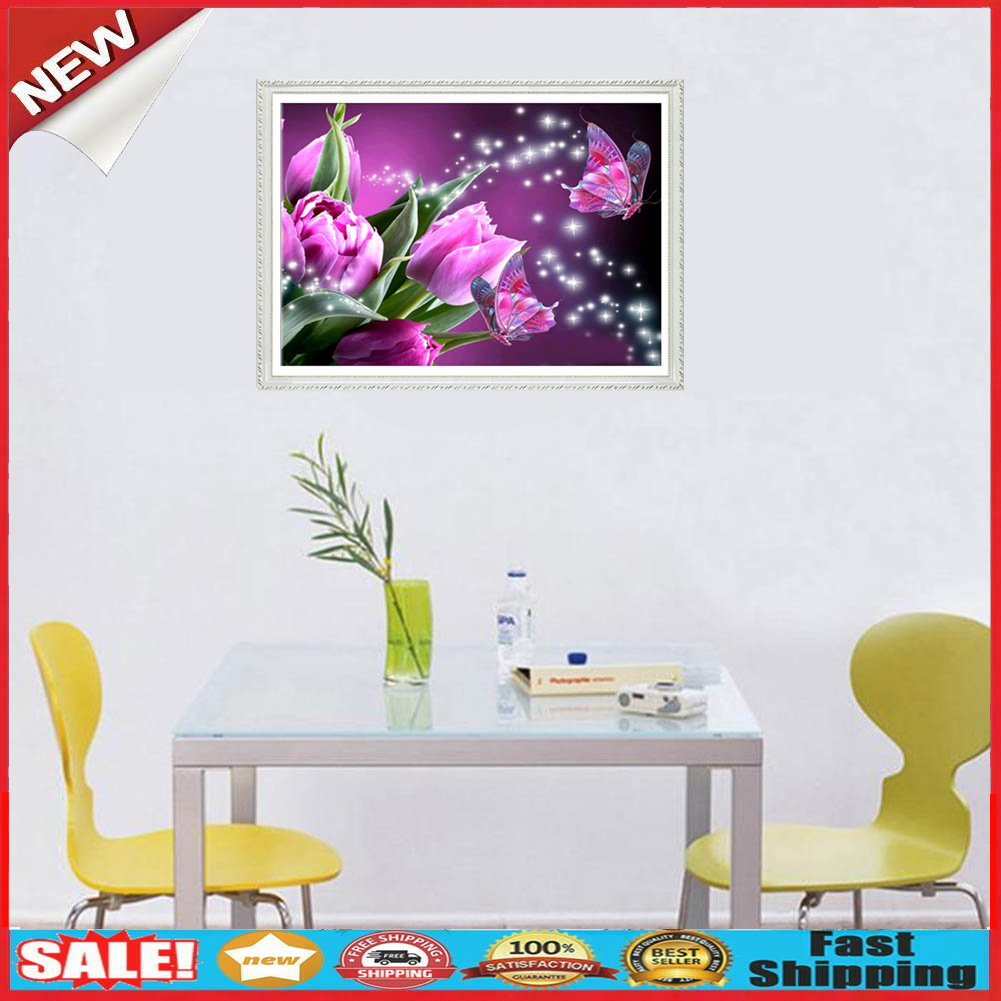 Butterfly Flower 5D Full Drill Diamond Painting Embroidery DIY Cross Stitch @