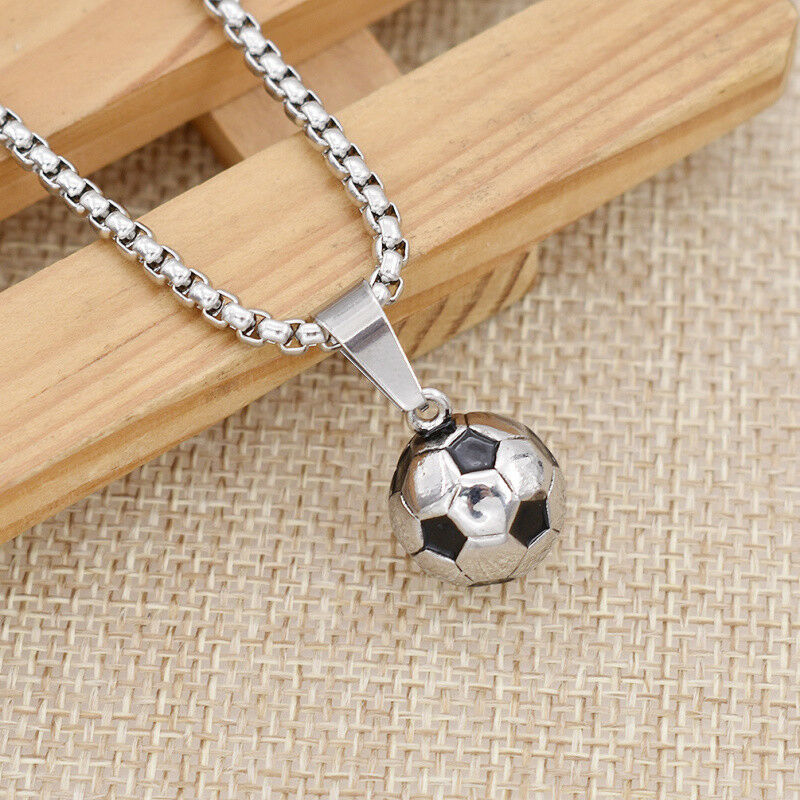Football Necklace Soccer Sports Style Charm Jewelry Stainless Steel Chain Gift