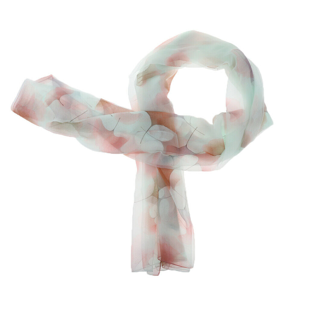 Spring Summer Lightweight Long Scarves Flower Women Shawl Wrap Light Green