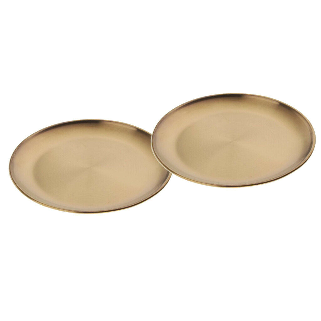 Set of 2, Stainless Steel Fruit Appetizer Dinner Plate Round Dish 8" in Dia