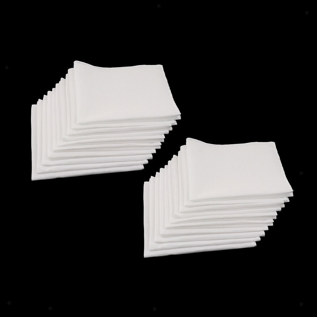 20pcs 100% Cotton Handkerchiefs Classic Solid White Pocket Square Gift Set