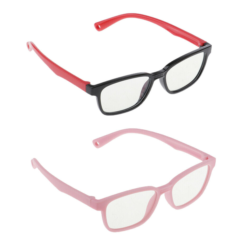 2Pcs Kids Stylish Eyeglasses Anti Blue Light Silicone Frame UV400 Eyewear