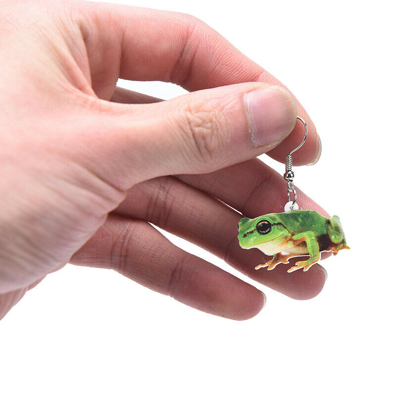 Cute Green Frog Earrings Dangle Drop Animal Jewelry For Girls Party Charm.l8
