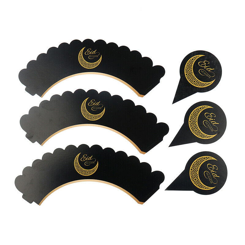 12set Eid Mubarak Cake Toppers Birthday Party Ramadan Decor Cupcake Toppe.l8