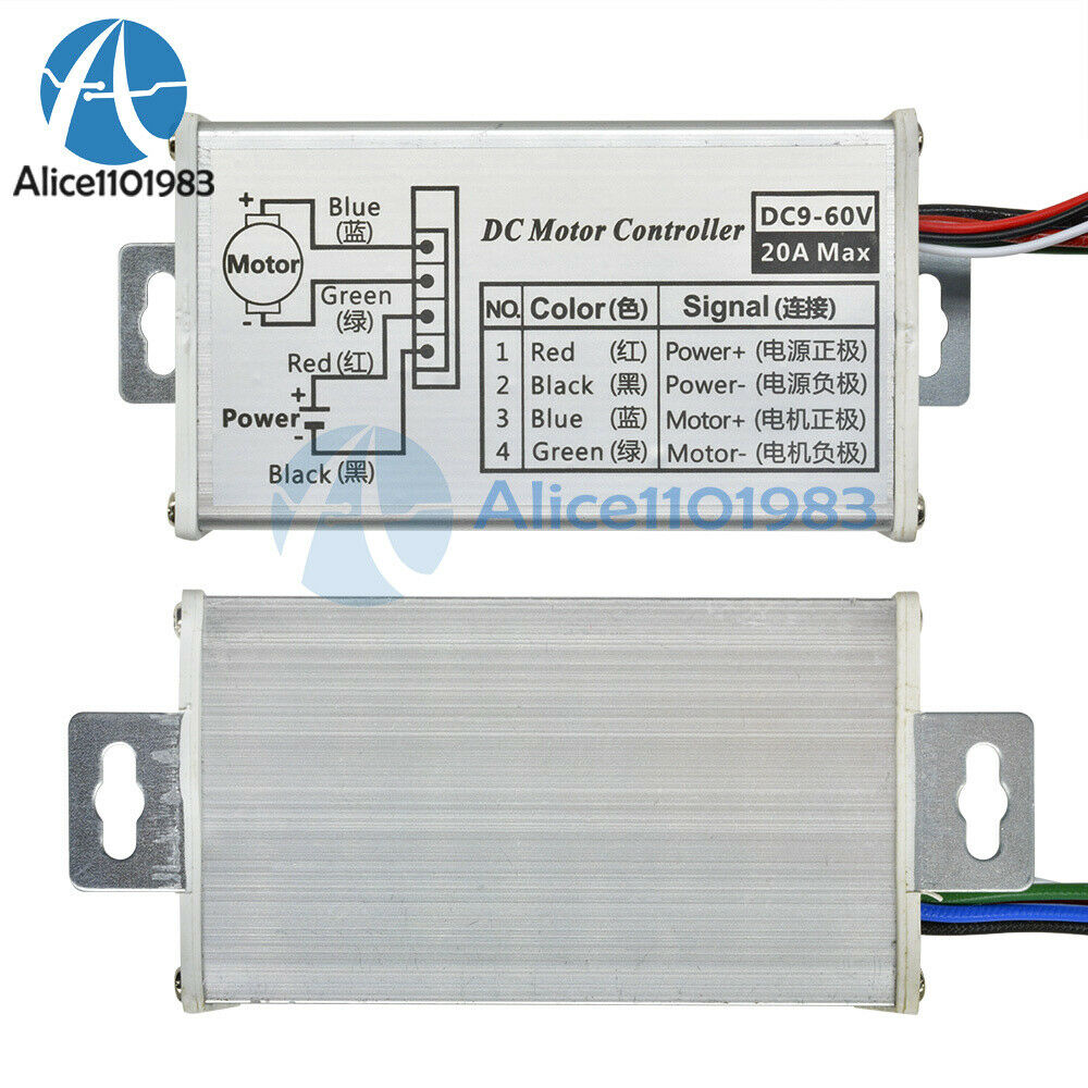 DC 9-60V 20A PWM Motor Stepless Speed Controller Switch Reversible Pulse Driver