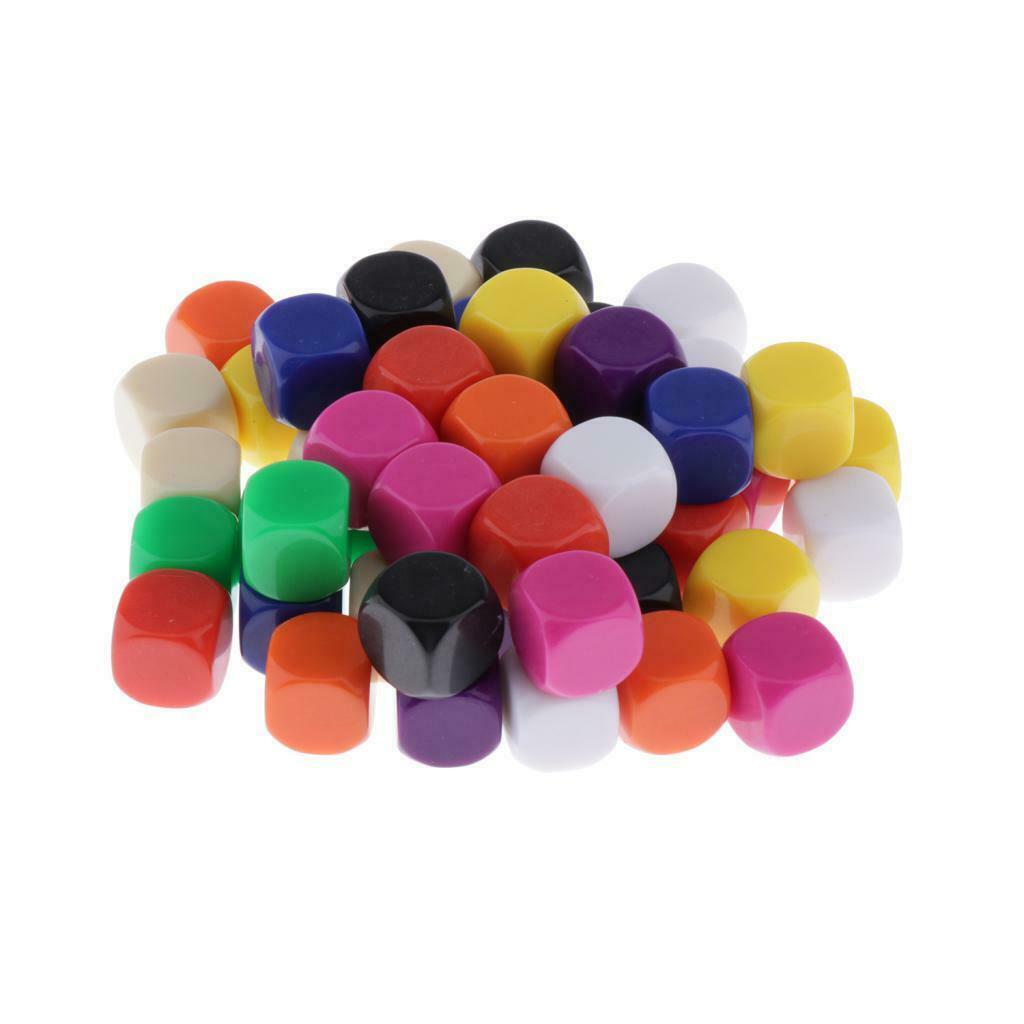 50x Blank D6 Mix Color Dice Dungeon & Dragon RPG Roleplay Game Set Kids Gift