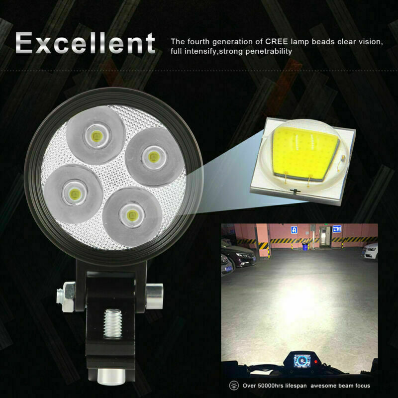 40W Motorcycle LED Spot Light 6000LM Headlight Fog Lamp 3 Modes Driving Lights
