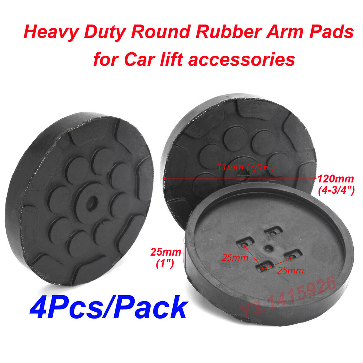 4Pcs Black Heavy Duty Round Rubber Arm Pads for Car Lift Accessories Dia: 120mm