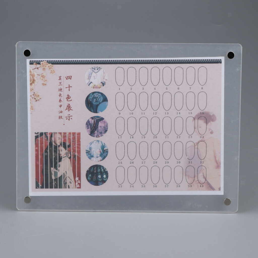 Pro 40 Colors Nail Polish Display Chart Book Color Card Acrylic Stand Board