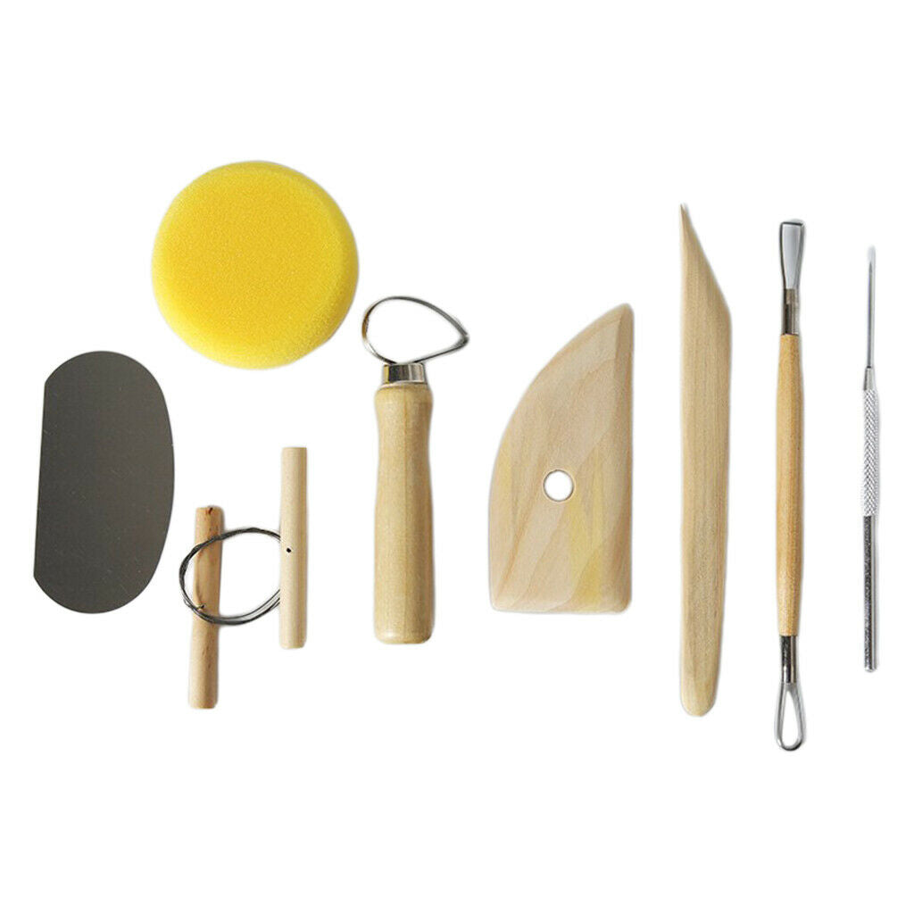 8 Pack Wood Clay Sculpting Tools Wooden Handle Pottery Carving Tool Kit