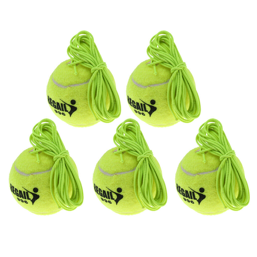 5pc Single Tennis Solo Trainer Training Practice Replacement Ball w/Elastic Rope