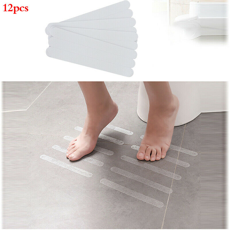 12Pcs Stair Steps Anti-slip Rubber Bathroom Bathtub Transparent Non-slip StiFCA