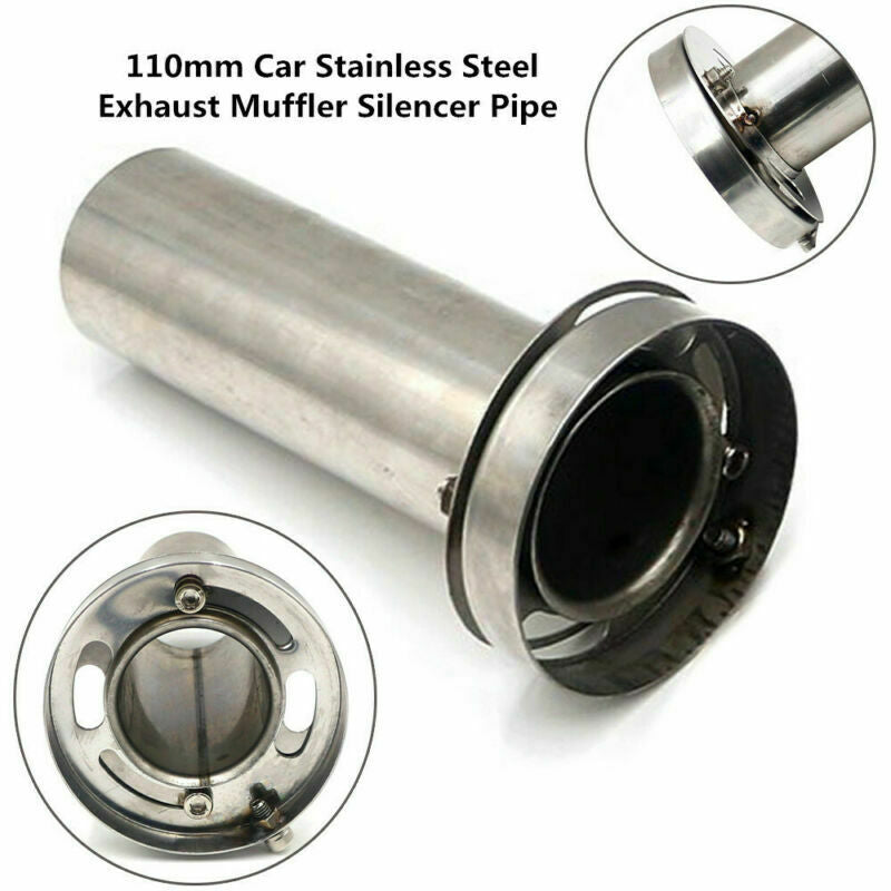 110mm 4.5'' Car Stainless Steel Metal Chrome Exhaust Muffler Silencer Pipe Solid