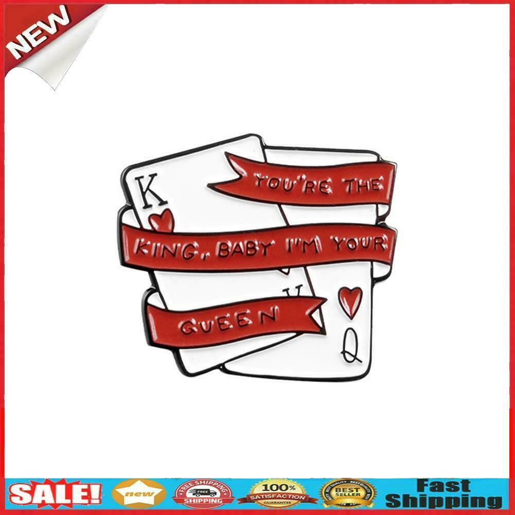 Poker Red Pins Brooches King Queen Lapel Jacket Enamel Badges Jewelry Gifts @